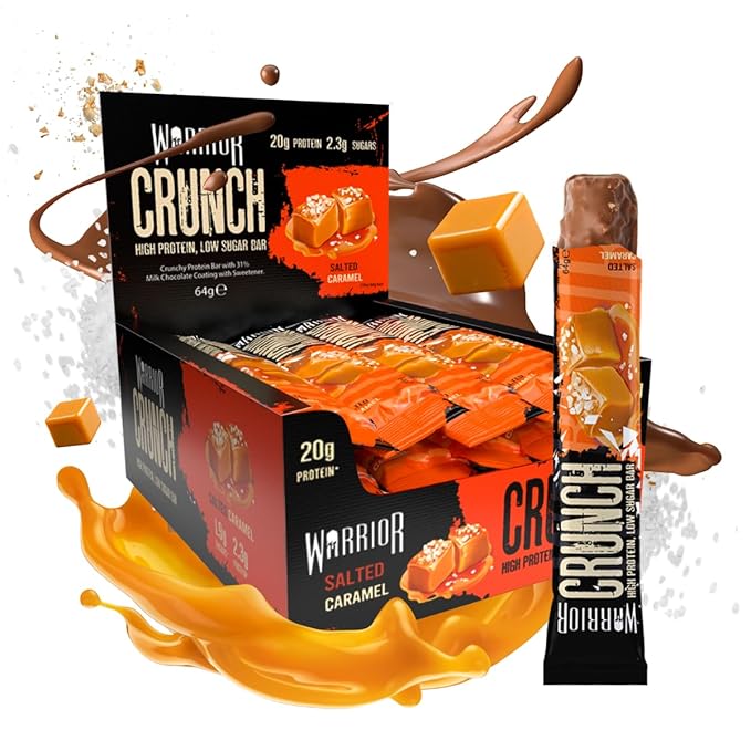 Warrior Crunch High Protein Low Carb Bar 64 g Salted Caramel Pack of 12
