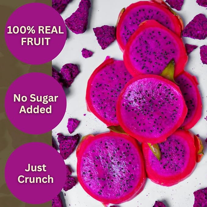 Wise Harvest Freeze-Dried Dragon Fruit – Five 1oz Packs | Single Ingredient Snack | 100% Real Fruit No Sugar Added Just Crunch | Healthy Vegan Gluten-Free Snack for Kids &amp Adults