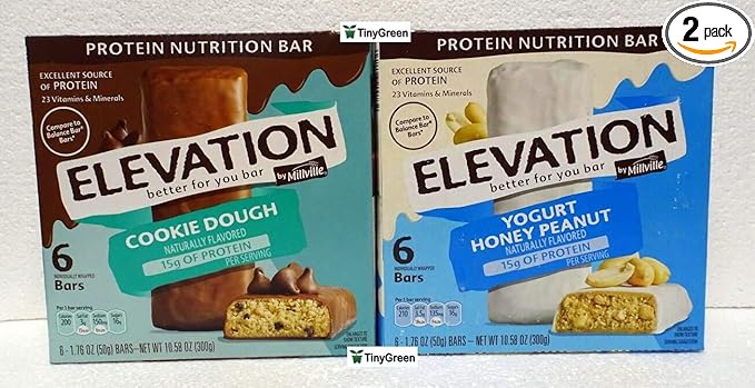 Elevation by Millville Protein Nutrition Bar Two Flavors Bundle (Pack of Two)