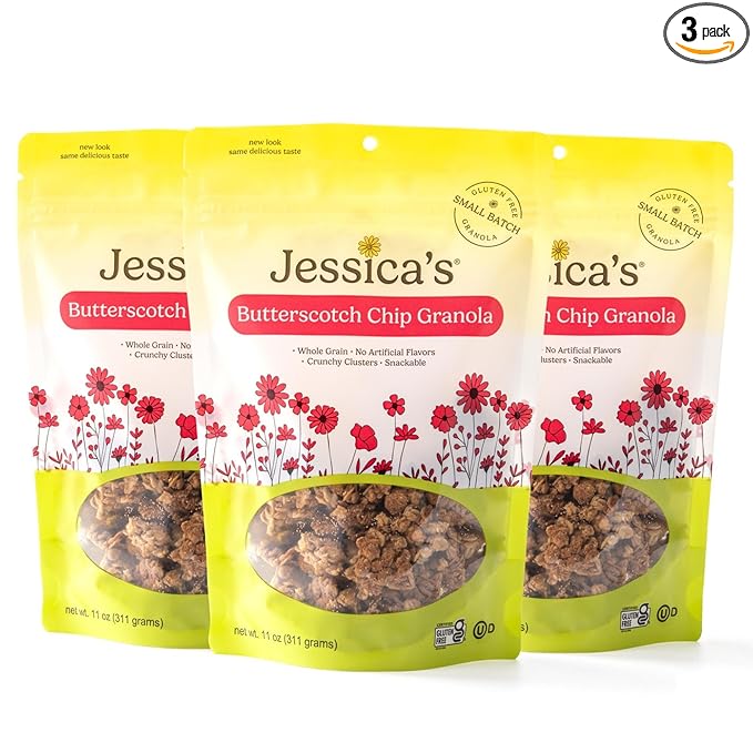 Jessica’s Butterscotch Chip Granola - Handmade Gluten-Free Whole Grain 11oz (3 Pack)