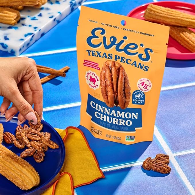 Evie's Pecans - Variety Pack of Roasted Texas Pecan Snacks - 4 Flavors - Healthy Non-GMO Gluten-Free and Vegan - 3 Oz 4-Pack - Made-in-the-USA