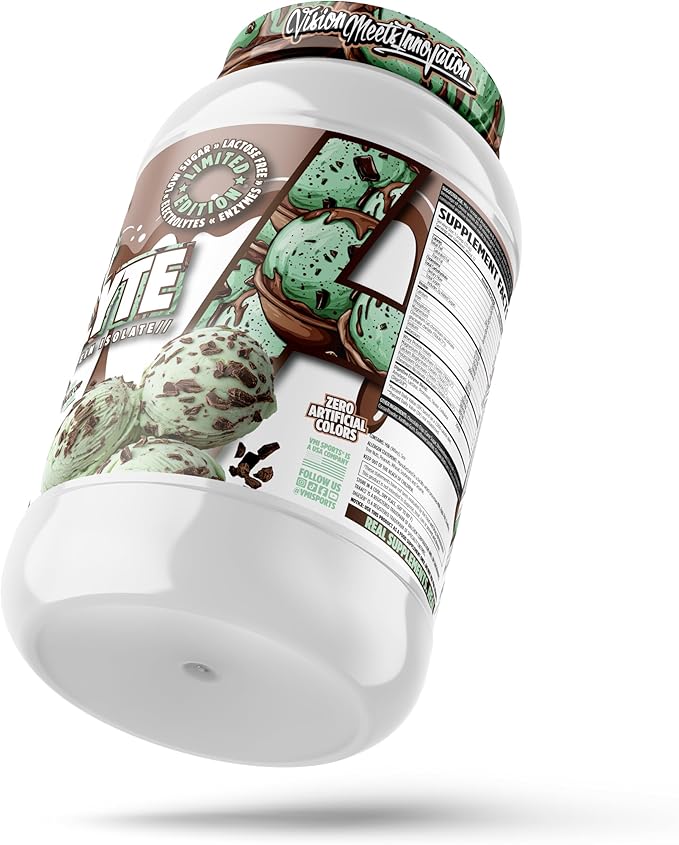 VMI Sports Protolyte 100% Whey Protein Isolate | Electrolytes Plus Enzymes | 22-25 Grams per Serving | Lactose and Gluten Free Low Fat Carbs &amp Sugar (1.63 lb Mint Chocolate Chip)