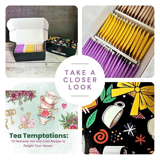 Fruit Herbal Tea Bags Variety Pack - Herbal Tea Sampler with Passion Wild Sweet Orange Glazed Lemon Loaf in Gift Box &amp Recipe eBook