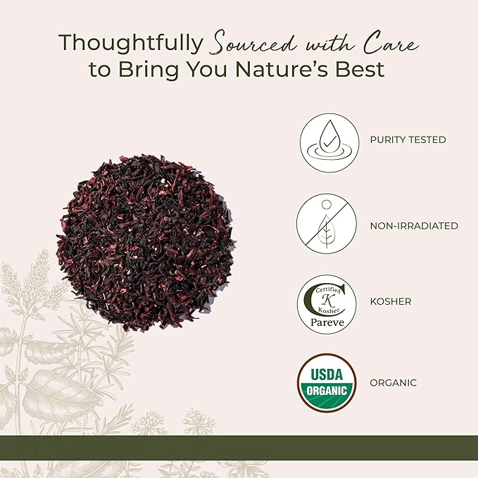Starwest Botanicals Organic Hibiscus Flowers - Dried Hibiscus Flowers for Loose Leaf Herbal Tea Natural Source of Antioxidants Cut &amp Sifted Certified Kosher Non-GMO - Bulk 1 lb Bag (Pack of 2)