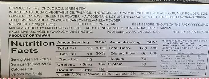 Imei Choco Roll Cookies Green Tea Flavor 2 Pack