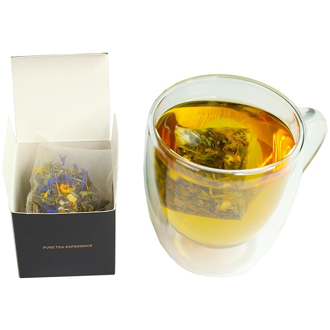 Pure And Easy Tea Ascent Premium Tea Sampler 15-Count Whole-Leaf Variety of Naturally Caffeinated Blends Designed for Focus &amp Clean Energy BPA-Free Pyramid Tea Bags Gift Box (52.5g)
