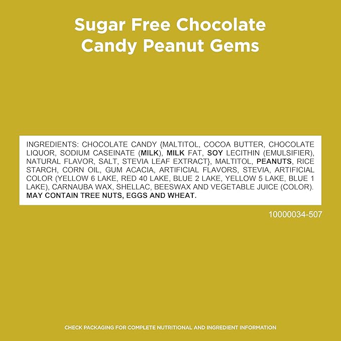 Russell Stover Sugar Free Chocolate Candy Coated Peanut Gems 7.5 Ounce Bag (Pack of 5)
