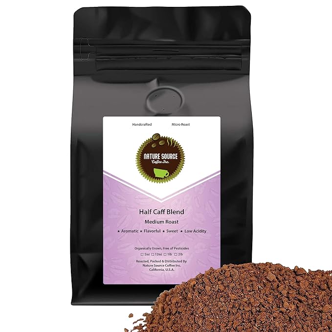 Half Caff Blend Swiss Water | Organic | 100% Arabica | Medium Roast | California Fresh Roasted (Whole Bean 2lbs 1-Pack)