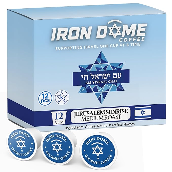 Iron Dome Coffee - Jerusalem Sunrise Medium Roast Coffee Pods – Smooth &amp Balanced Flavor – Freshly Roasted Medium Roast K cups coffee – 12 Count