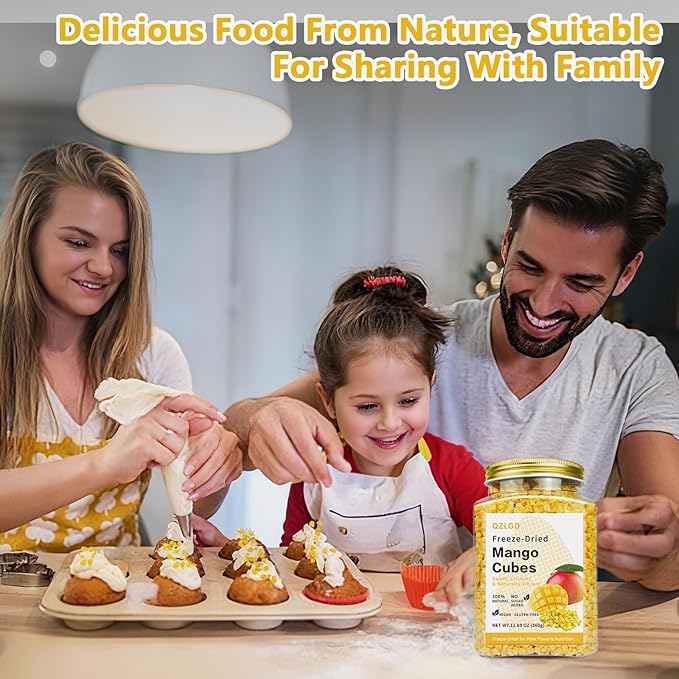 QZLGD Freeze Dried Mango Freeze Dried Fruit Diced Mango12.69oz/360g Crispy Crunchy Snacks for Baking Smoothie Yogurt