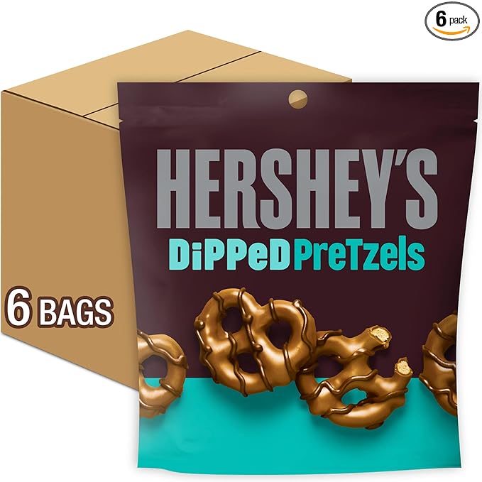 HERSHEY'S Milk and Dark Chocolate Covered Dipped Pretzels Bags 8.5 oz (6 Count)