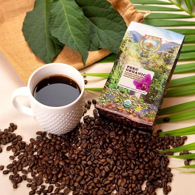 Low Acid Organic Coffee – Whole Bean Mold-Free &amp Stomach Friendly by Java Planet Peruvian Single Origin Coffee Medium Dark Roast Smooth Full Flavored Smithsonian Bird Friendly 1LB Bag