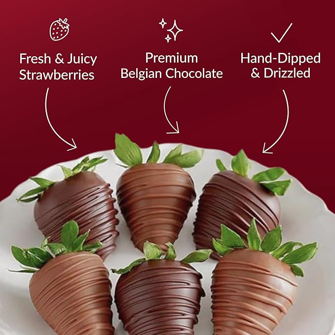 Shari’s Berries Artisan Belgian Mixed Milk &amp Dark Chocolate Strawberries | Chocolate Covered Strawberry Gift Box | for Valentine's Day Anniversary Celebrations &amp Thank You’s (Full Dozen 12