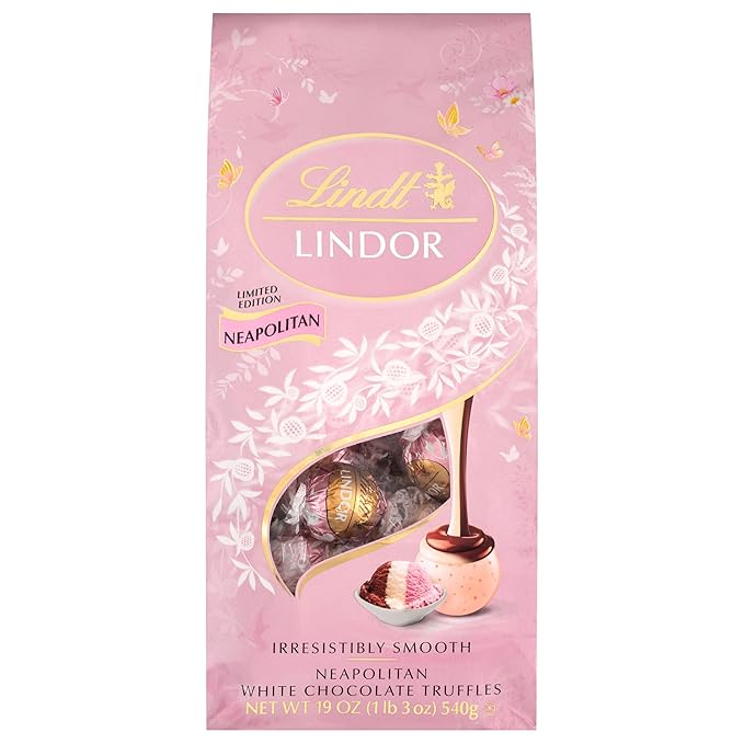 Lindt LINDOR Spring Neapolitan White Chocolate Truffles Chocolates with Smooth Melting Truffle Center 19 Oz Bag