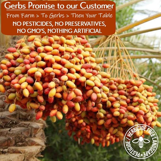Gerbs Dried Araya Dates 2 lbs. | Unsulfured Pitted Resealable Bag | Naturally Sweet &amp Fiber-Rich | Top 14 Allergen-Free