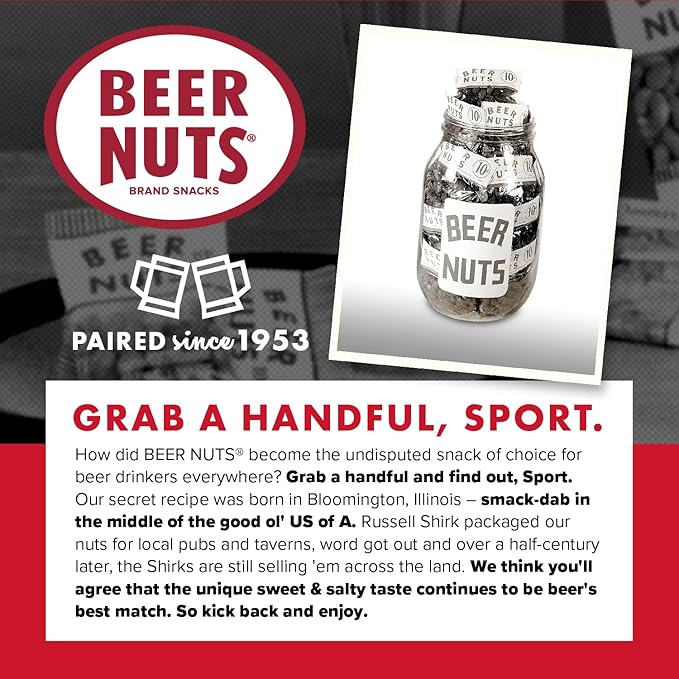 BEER NUTS Original Peanuts Resealable Jar Sweet and Salty Gluten-Free Kosher Low Sodium Peanut Snacks (19oz)