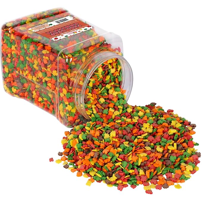 Thanksgiving Sprinkles - 1.7 Pounds - Fall Leaf Sprinkles for Baking - Autumn Leaf Shapes - Toppings for Cupcakes Cookies Cake Decorating