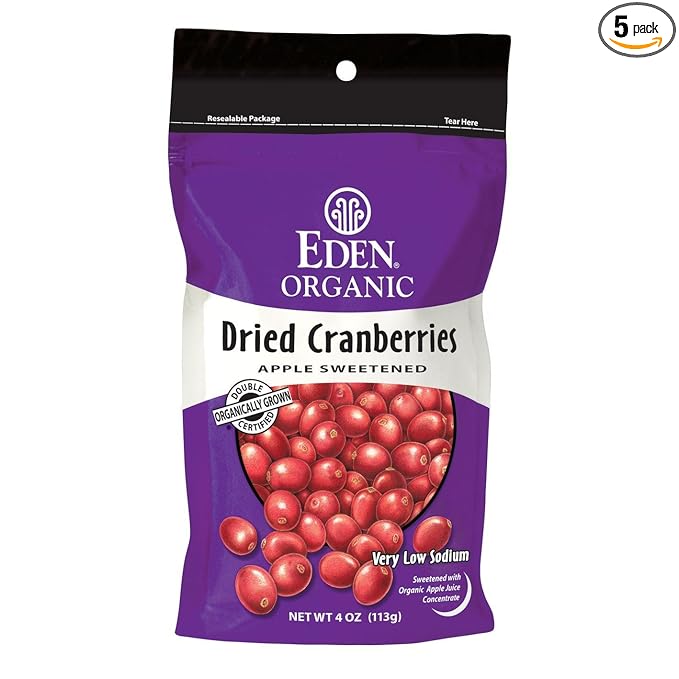 Eden Organic Dried Cranberries 4-Ounce Pouches (Pack of 5)