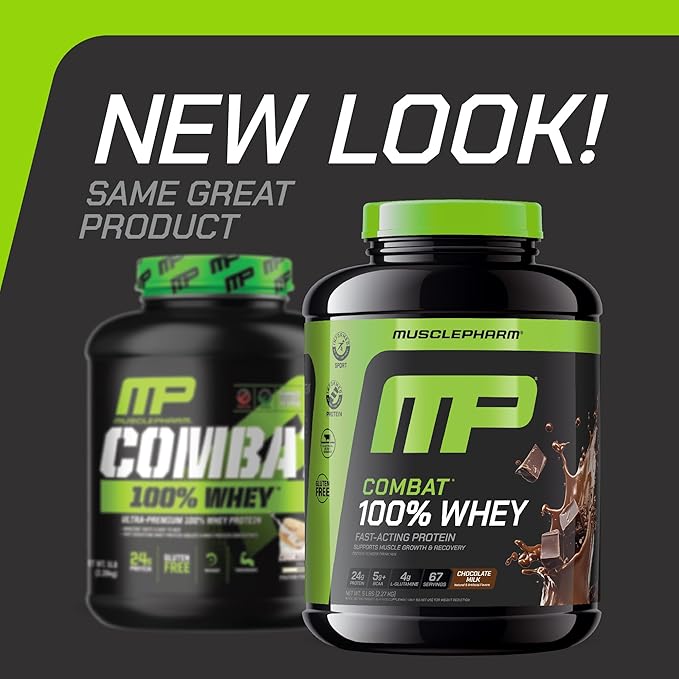 MusclePharm Combat 100% Whey Protein Powder Bundle - Vanilla &amp Chocolate Milk Fast Recovery &amp Muscle Gain 5lb 67-70 Servings