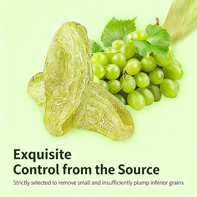 500g Premium Green Raisins - Soft Sweet Dried Fruit Snack No Added Sugar Ready-to-Eat For Baking Oatmeal Yogurt &amp Trail Mixes