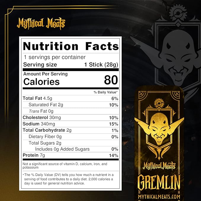 Mythical Meats Humanoid Flavor Gremlin 12-Pack Snack Sticks – Barbeque Chicken and Beef – Dried &amp Dehydrated Meats Seasoned to Perfection – High Protein Snacks