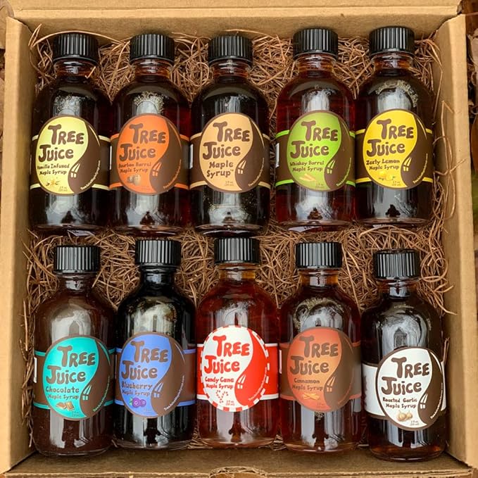 Tree Juice Maple Syrup Gift Box | Gift for Birthdays Corporate Holidays and more | 10-2 ounce bottles