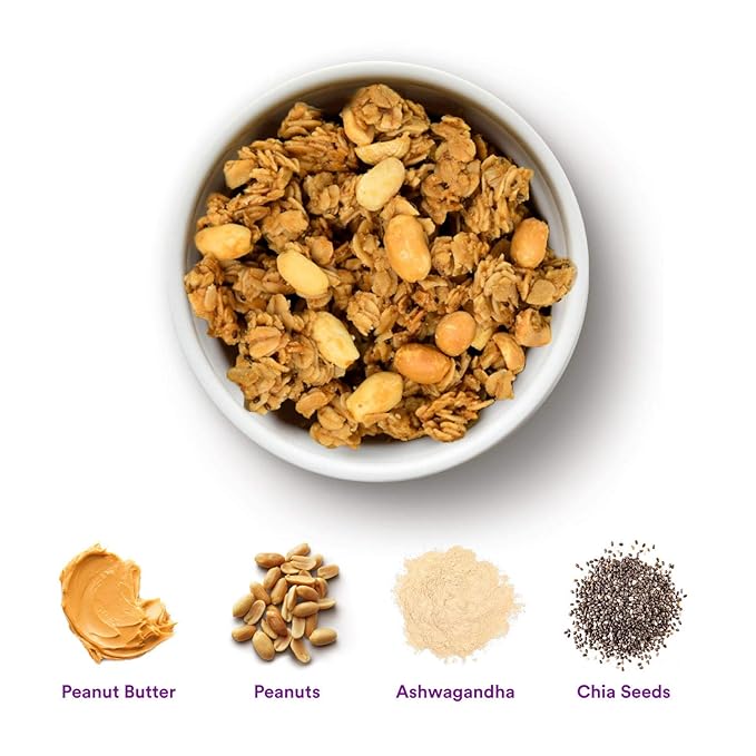 gr8nola PEANUT BUTTER - Healthy Low Sugar Bulk Granola Cereal - Made with Superfoods Peanuts Ashwagandha and Chia Seeds Soy Free Dairy Free and No Refined Sugar - 4.5lb Resealable Bag
