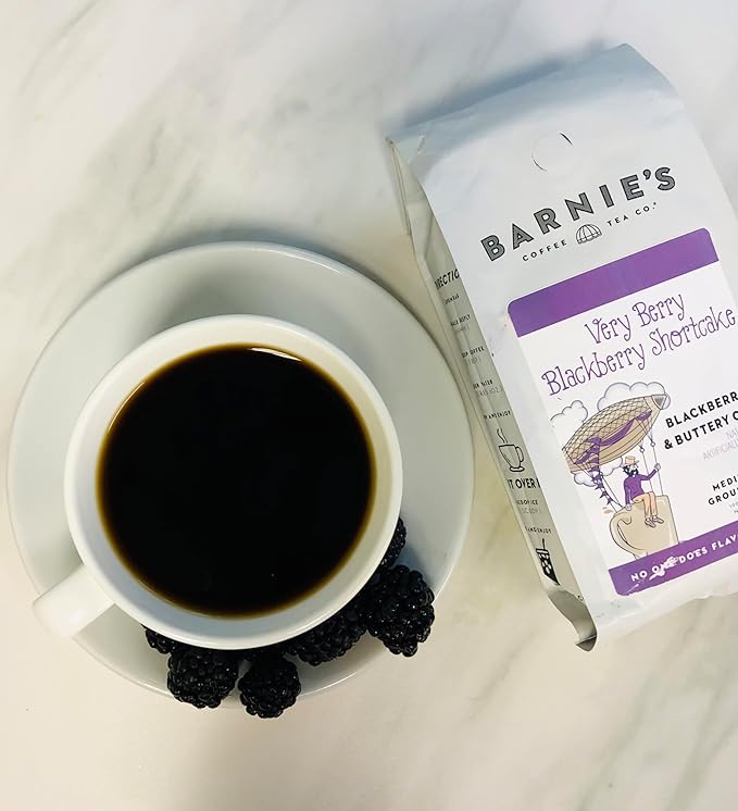 Barnie's Coffee Very Berry Blackberry Shortcake Ground Coffee with Blackberry and Buttery Cake Flavor Medium Roasted Arabica Coffee Beans 12 oz Bag (Pack of 2)