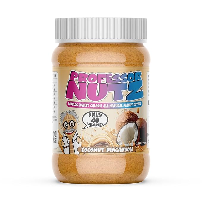 Professor Nutz Organic Peanut Butter- Low Calorie Nut Butter Natural Peanut Butter Natural Fiber Healthy Peanuts Great source of Protein 30 Essential Vitamins (12.41 Ounce Coconut)