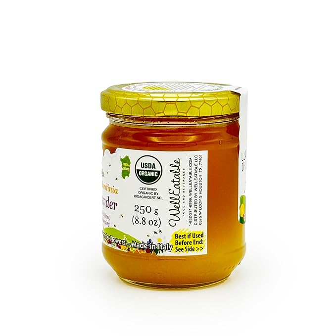 Wild Lavender Organic Raw Honey from Wild Lavender Flowers Artisanal Fruity and Harmonious Sweet Honey from Sardinia Italy - (250gr) 8.8 oz