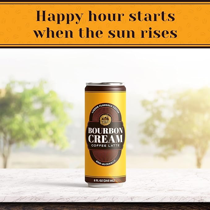Golden Nest Liquor-Flavored Coffee Latte | Ready to Drink Liquor-Inspired Non-Alcoholic Creamy Beverage | All Natural No Preservatives | 8 Fl Oz Can (Bourbon Cream 8 Fl Oz (Pack of 12))