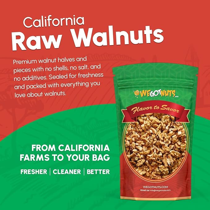 Two Pounds Of California Walnuts 100% Natural NO PPO No PreservativesShelledRaw - We Got Nuts