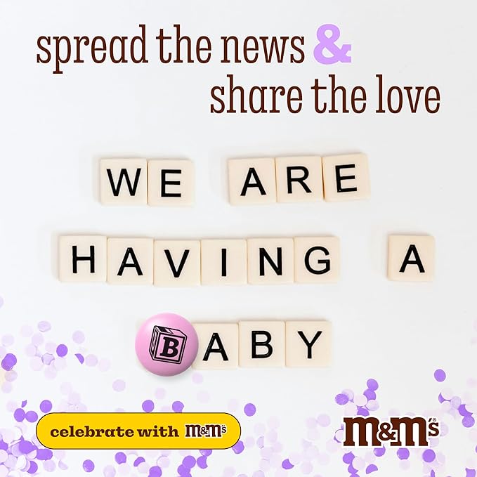 M&ampM'S WORLD New Baby Milk Chocolate Candy 2lb Bag with Assorted M&ampM'S for Showers Gender Reveal Parties and Newborn Gift Ideas