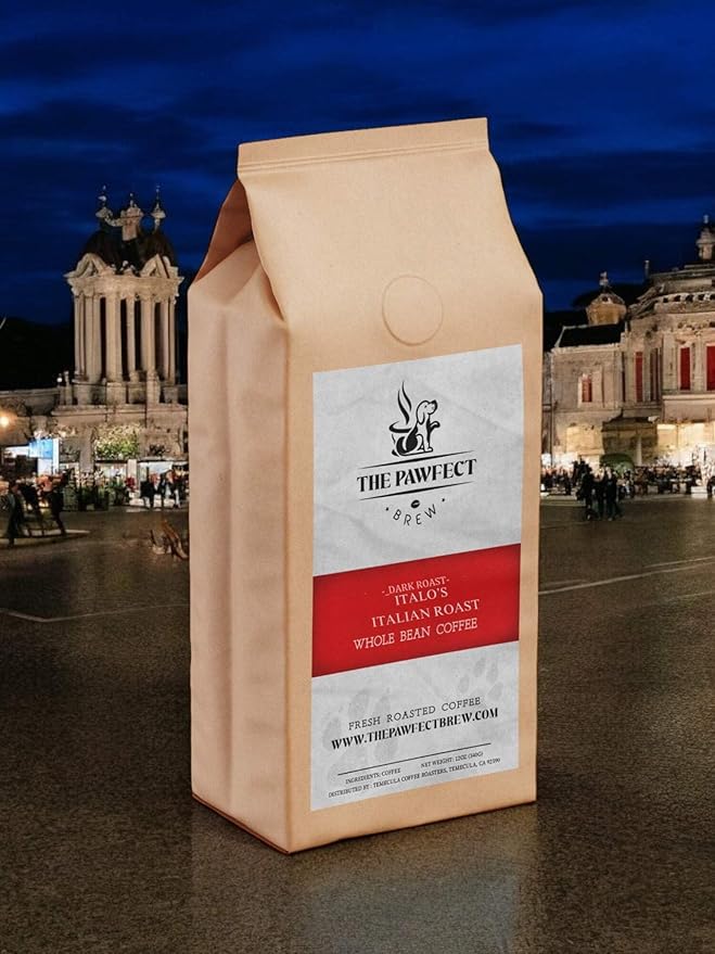 Dog Lover’s Coffee – Italo’s Italian Roast – Dark Roast by The Pawfect Brew – Specialty-Grade Whole Bean Freshly Roasted to Order – Bold &amp Smooth – 25% of Profits Donated to Animal Rescue – 12oz