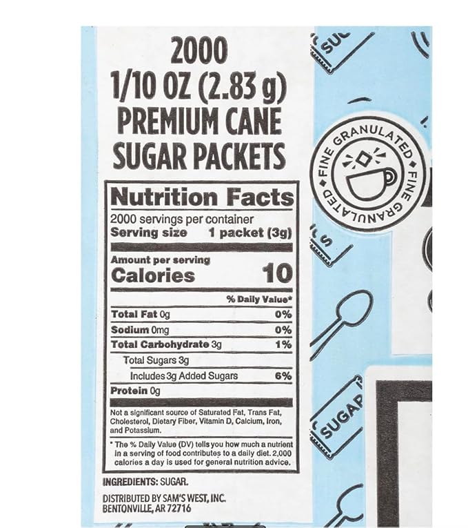 Member Mark Premium Cane Sugar Packets 2000 ct