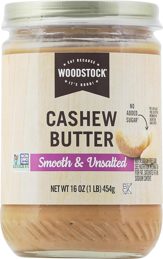 Woodstock Cashew Butter - Unsalted - Case of 12 - 16 oz.