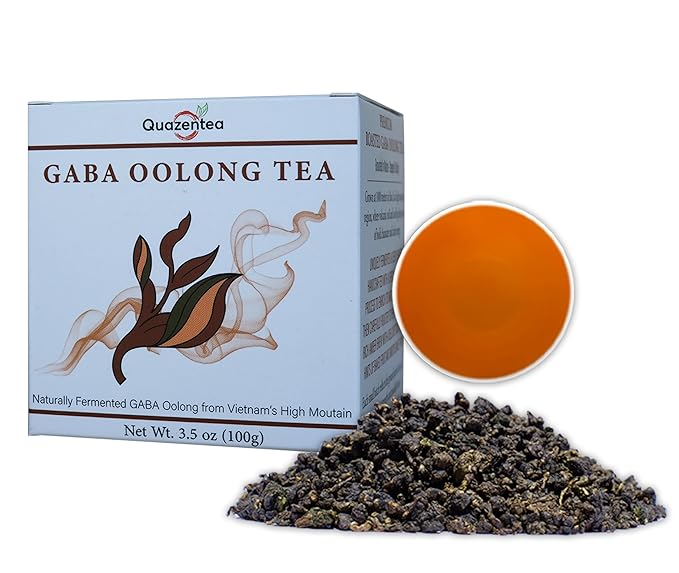 QuaZenTea GABA Oolong Tea Loose Leaf 3.5oz (100g) – Vietnamese High Mountain Oolong Smooth &amp Mellow with Roasted Fruit Aroma and Sweet Finish – Gabba Wu Long Tea for Natural Calm Focus &amp Rela