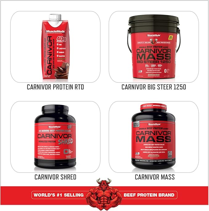 MuscleMeds Carnivor Beef Protein Isolate 0 Lactose 0 Sugar 0 Fat Halal Certified Strawberry 3.9lb 56 Servings 3.9lb
