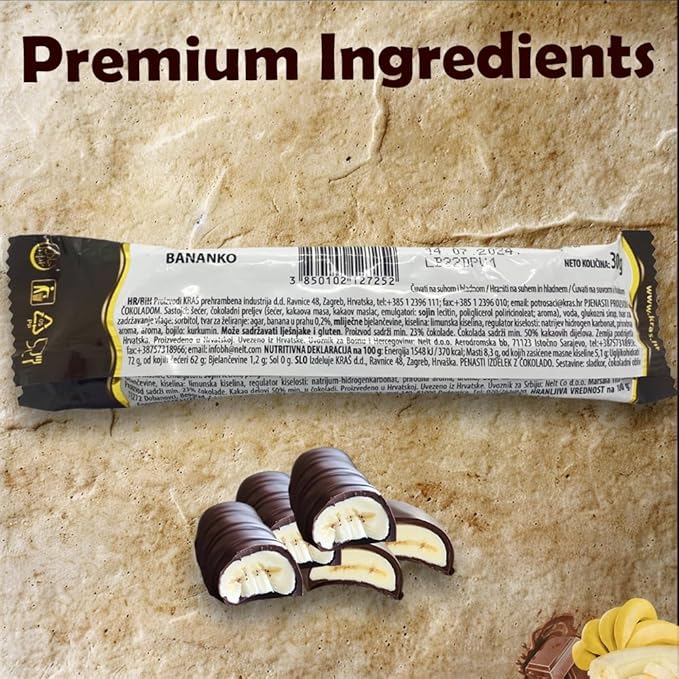 Kraš Bananko 120g - Irresistibly Delicious Mini Chocolate Covered Foam Bananas - Treat Yourself to Every Bite of Sweet Bliss! Pack of 5 (30G 72 Pack)