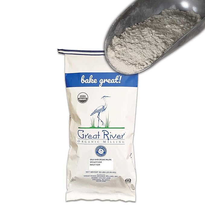 Great River Organic Milling Specialty Flour Barley Flour Stone Ground Organic 50-Pounds (Pack of 1)
