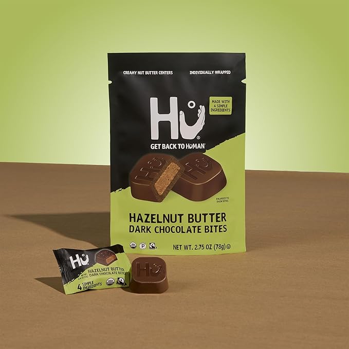 Hu Hazelnut Butter Dark Chocolate Bites | 6 Pack | Natural Organic Vegan Gluten Free Paleo Non GMO Fair Trade Dark Chocolate