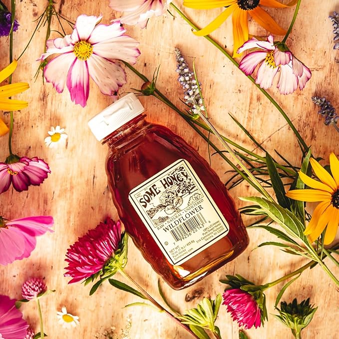 Some Honey Raw &amp Unfiltered Wildflower Honey – 100% Pure U.S. Honey – USDA Grade A – All-Natural – 80 OZ