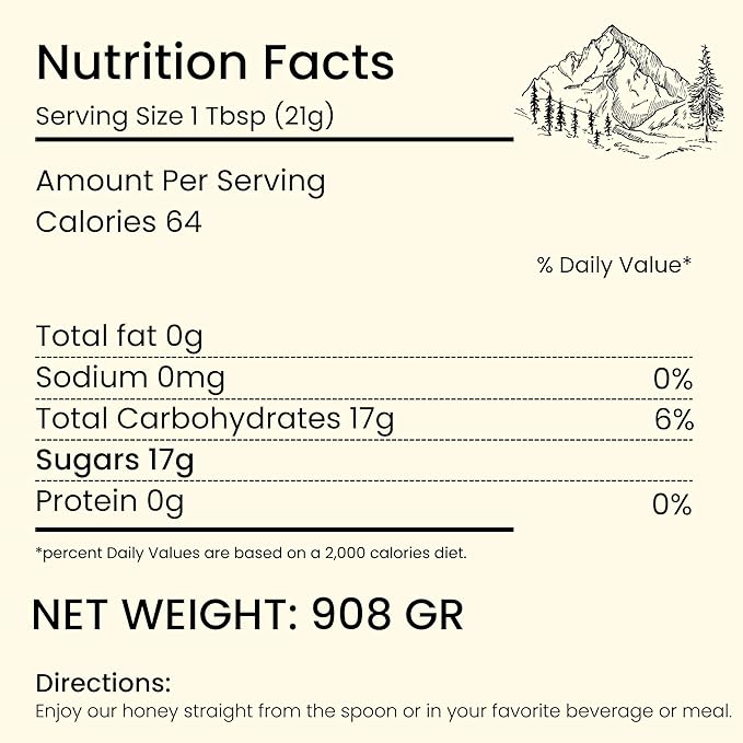 Altay Raw Mountain Honey - 100% Pure Unfiltered Unpasteurized Ethically Sourced - Glass Jar 908g / 35.2oz
