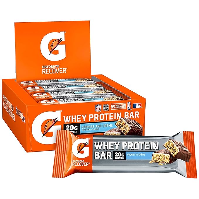 Gatorade Whey Protein Recover Bars Cookies &amp Crème 2.8 ounce bars (12 Count)