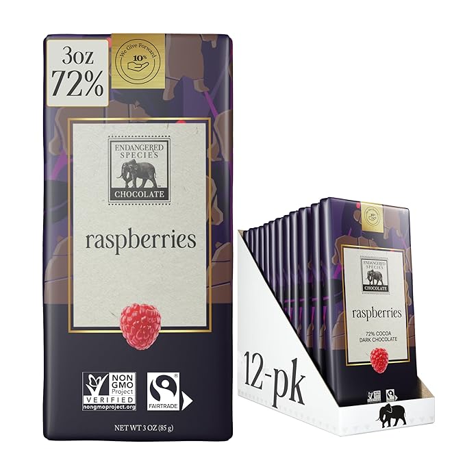 Endangered Species Dark Choc Bar Raspberries Grizzly (12x3 OZ)