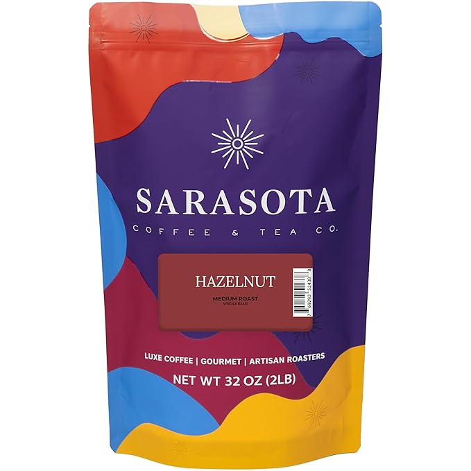 2 lb Hazelnut Whole Bean Coffee | Hazelnut Flavored Coffee Beans | Bulk Medium Roast Nutty Whole Bean | Specialty Grade | 32 oz