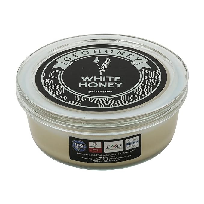 Geohoney White Creamed Honey - 1 lb (450g) Raw Unprocessed - Smooth Spreadable - Premium Quality