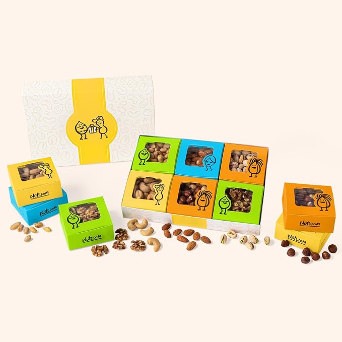 Nuts.com Nuts Assortment Tray – Mixed Nut Sampler Box for Festive Gifts – 2 lb Care Package Includes a Heart Healthy Variety of Cashews Pecans Pistachios &amp More