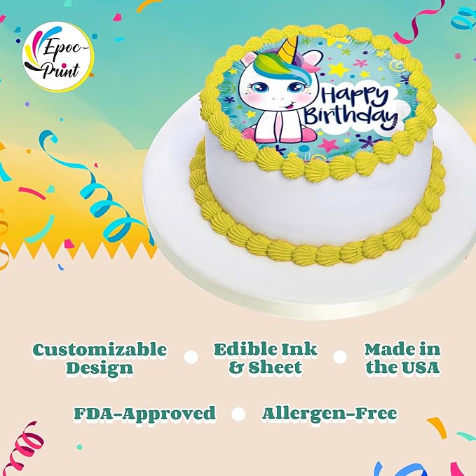 Custom Edible Prints on Cake: Create Your Special Event with Custom Edible Image Toppers - Upload Photos for Unique Stylish Designs on Rectangular Round Cakes Designs - 7.5 Round Cake Topper