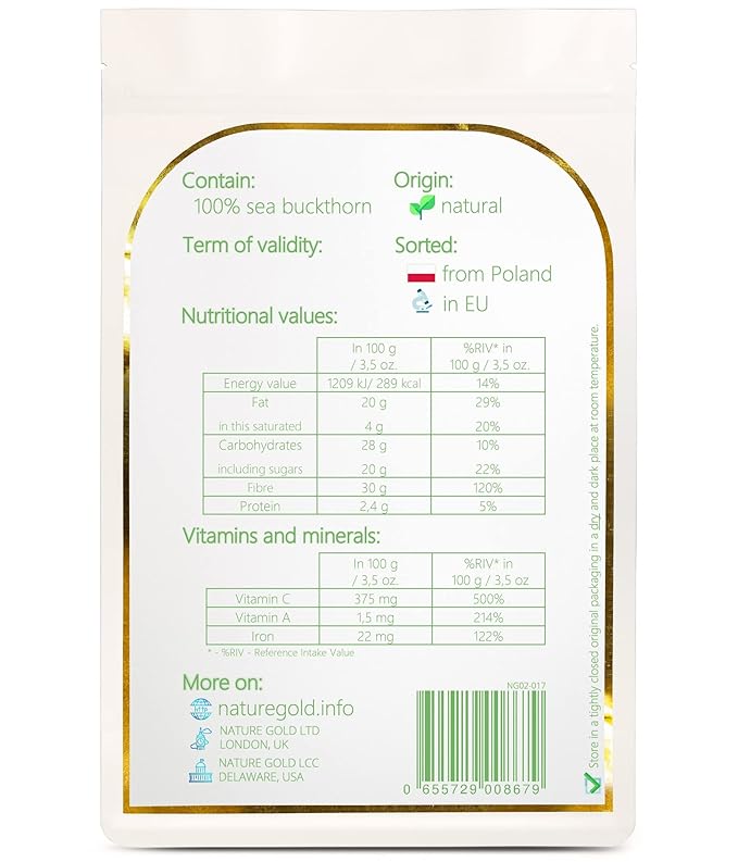 SEA BUCKTHORN Freeze Dried | 200g - 7.1oz | 100% Natural &amp Vegan | No-GMO | Without Sugar and Any Additions ~*~